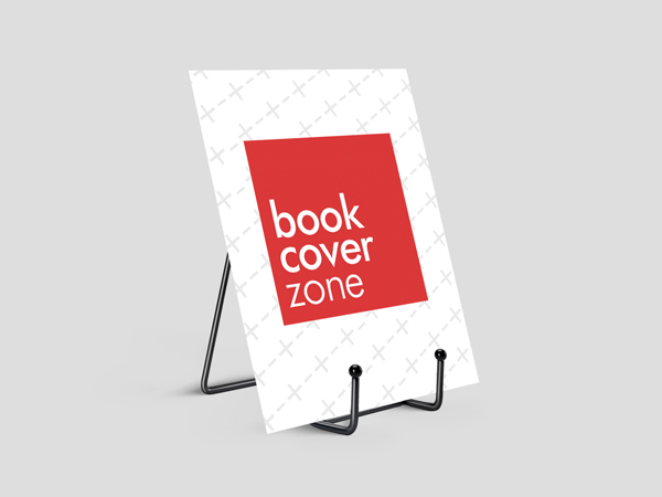 25x5 Portrait Card on Metal Stand Mockup