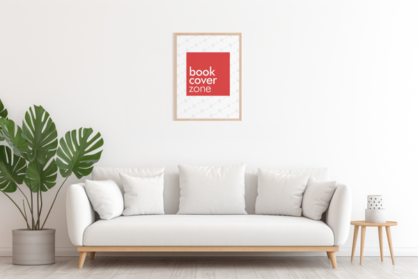 Wooden Frame Poster Mockup in Modern Living Room