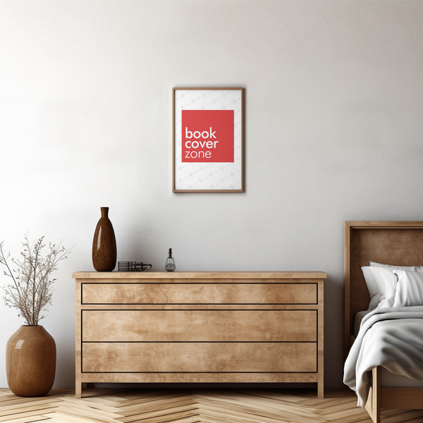 Wooden Frame Poster Mockup in Modern Bedroom