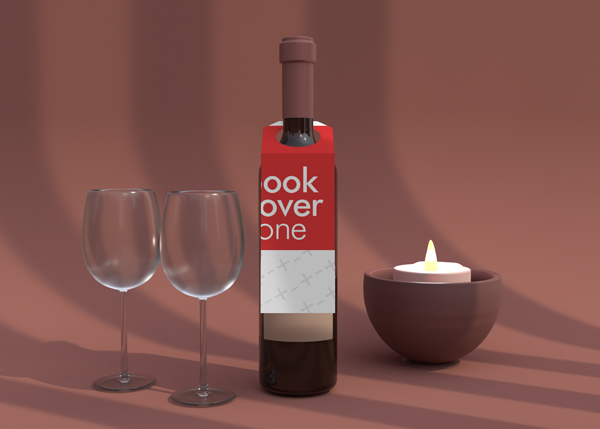 Wine Bottle Label Tag Mockup