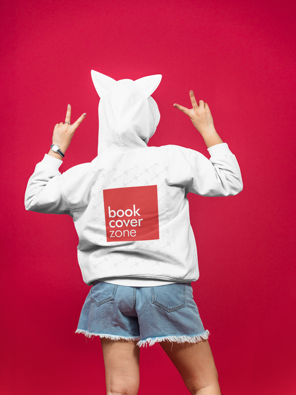 Backside of Woman's Hoodie with Cat Ear Mockup