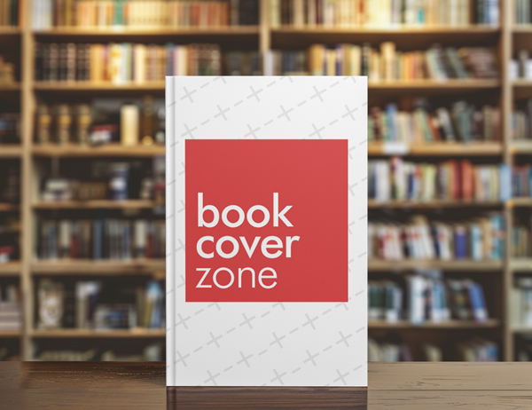 Book Cover Mockup with Library Background