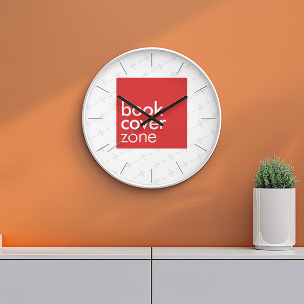 Clock Design Mockup on Orange Wall