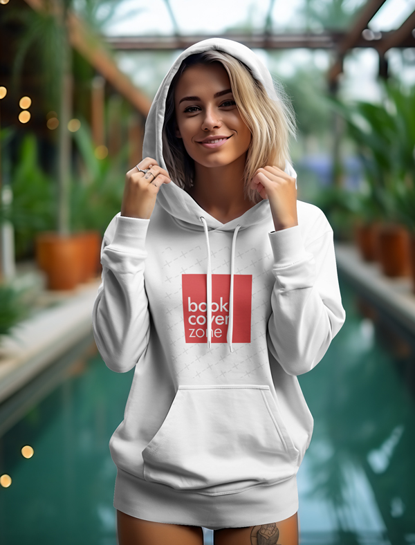 Female Teen Model Posing with Hoodie Mockup