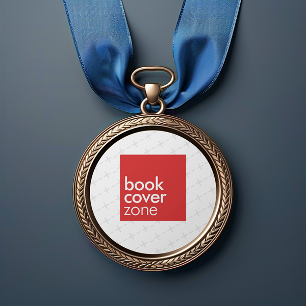 Metal Medal Mockup with Blue Ribbon