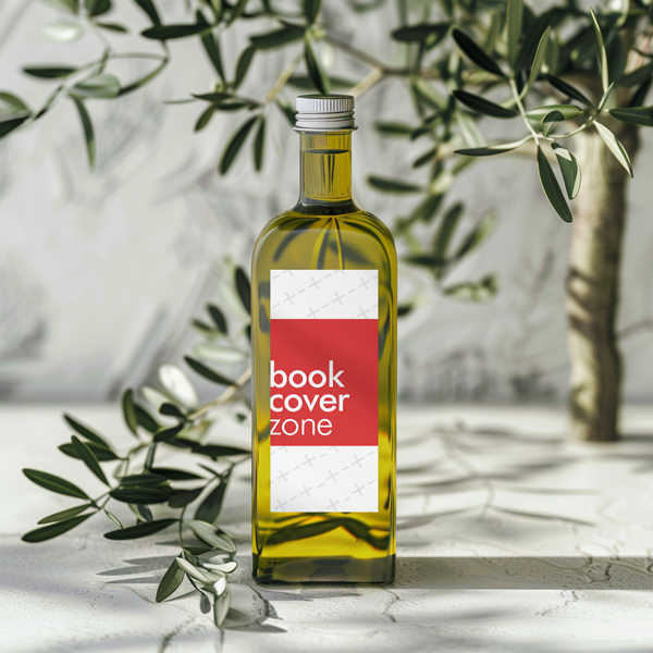 Olive Oil Glass Bottle Label Mockup Generator