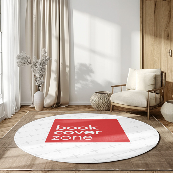 Round Rug Mockup on Wooden Floor