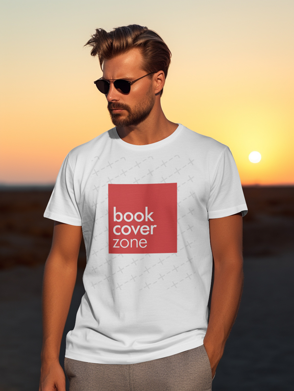 T-Shirt Mockup on Male Model at Sunset