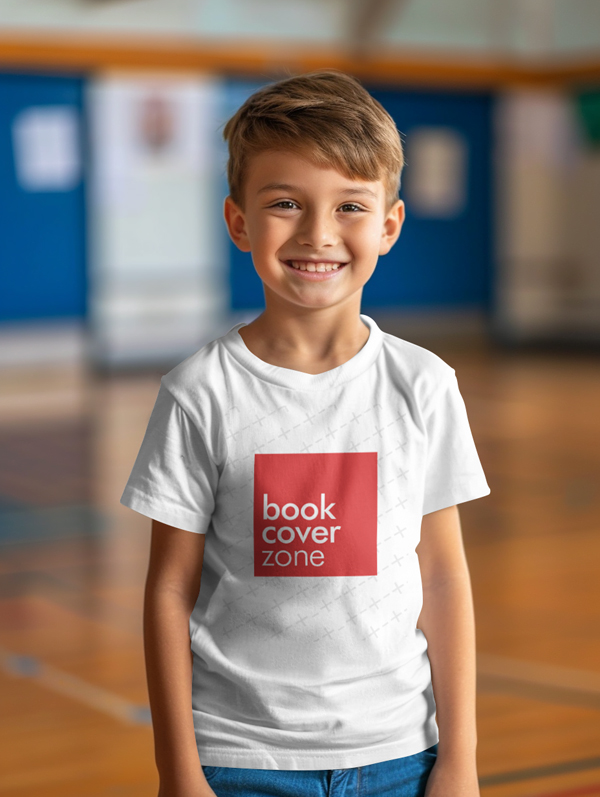 Kids T-Shirt Mockup in Basketball Court