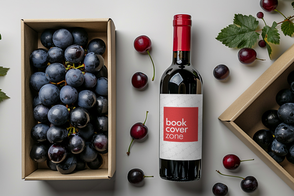 Top View Wine Bottle Label Mockup