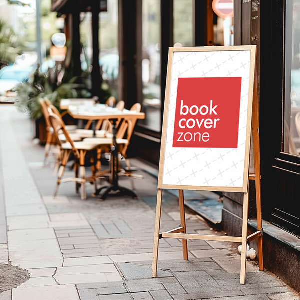 Wooden Stand Banner Mockup for Cafes and Restaurants