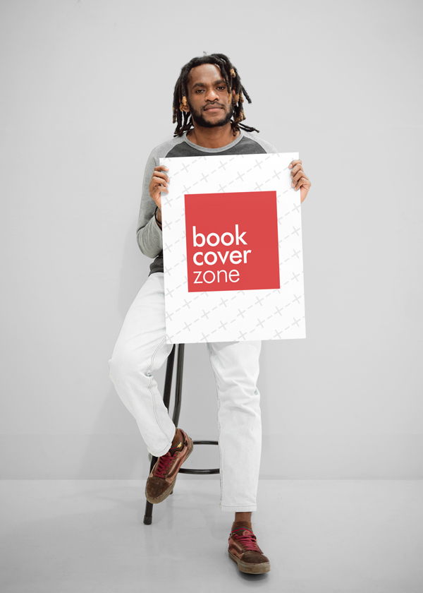 Young Man Holding A2 Paper Mockup