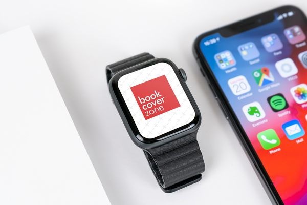 Apple Smartwatch Mockup Beside iPhone X