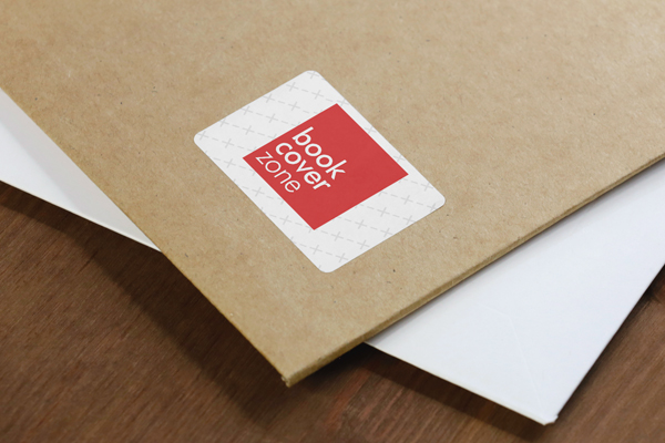 3D Cardboard Mailer Envelope Label Sticker Mockup