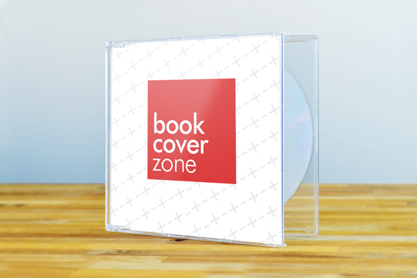 CD/DVD Jewel Case Cover Design on Wood Surface