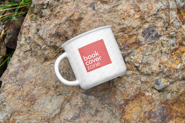 Enamel Mug Mockup on Rocks