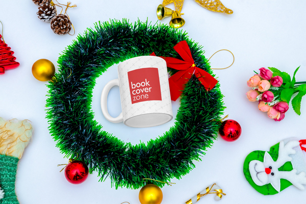 Flatlay Mug Mockup with Christmas Accessories