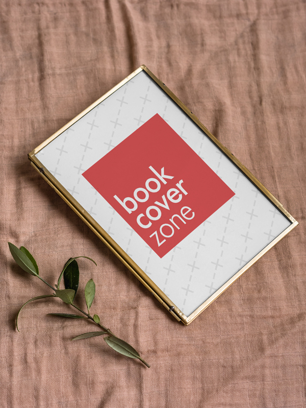 Golden Picture Frame with Flower Mockup