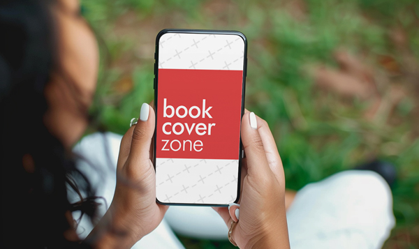iPhone Screen Mockup Held by Woman Outdoors