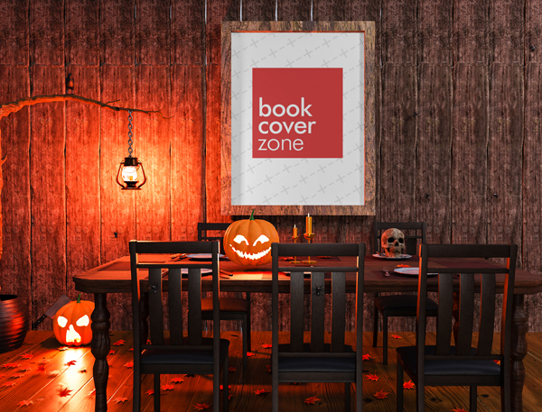 Halloween Canvas Mockup on Dining Table