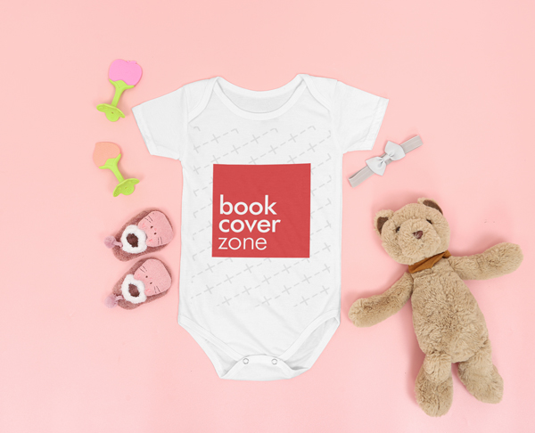 Flat Laid Onesie Mockup with Baby Accessories