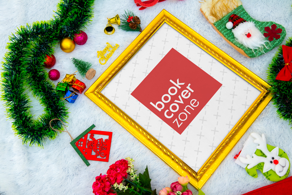 Gold Christmas Mockup on Furry Carpet