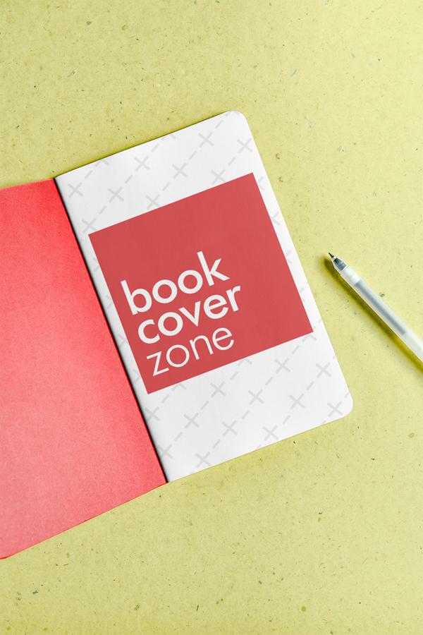 Notebook on Green Background Mockup
