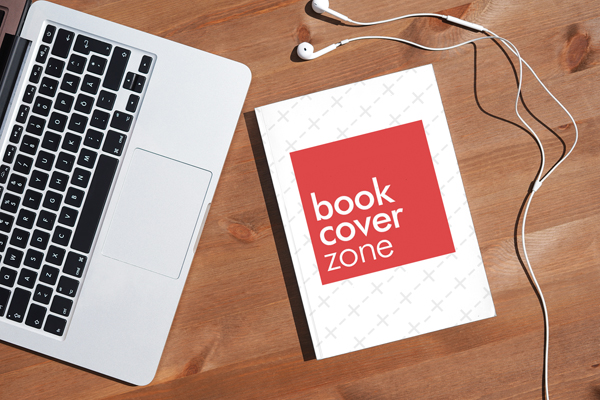 Paperback Book Mockup with MacBook and AirPods