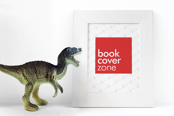 Portrait Card Mockup with Dinosaur Toy
