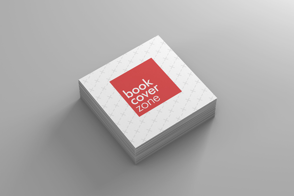 3D Top View Business Card Stack Mockup
