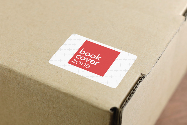 3D Shipping Box Sticker Label Mockup