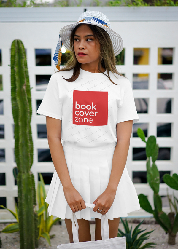 Shirt Mockup with Woman Near Cactus