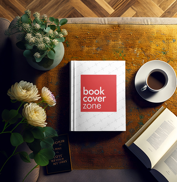 Top View Book Mockup on Living Room Table