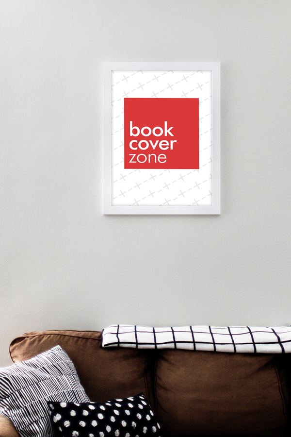 White Photo Frame on Living Room Wall Mockup