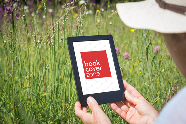Woman Holding E-Book Reader Mockup