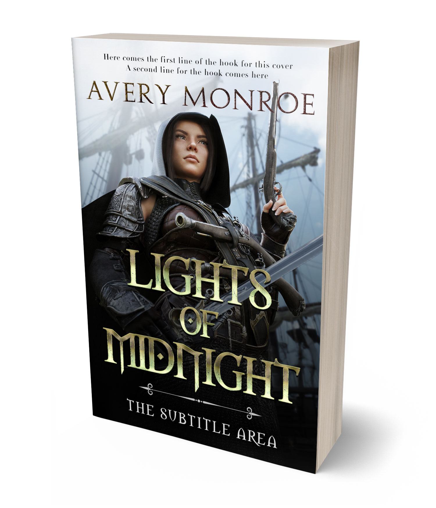 3D view of Cod Gray #17634 - Premade Action & Adventure Book Cover | BookCoverZone*