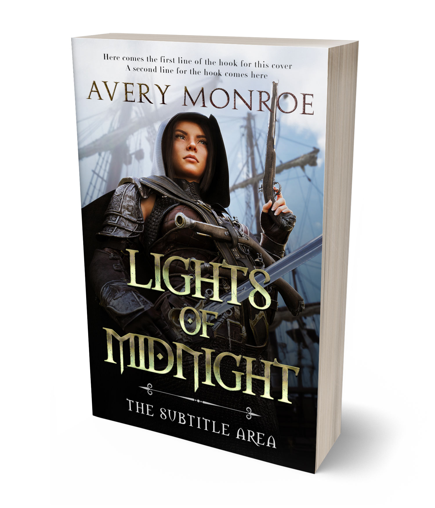 3D view of Cod Gray #17635 - Premade Action & Adventure Book Cover | BookCoverZone*