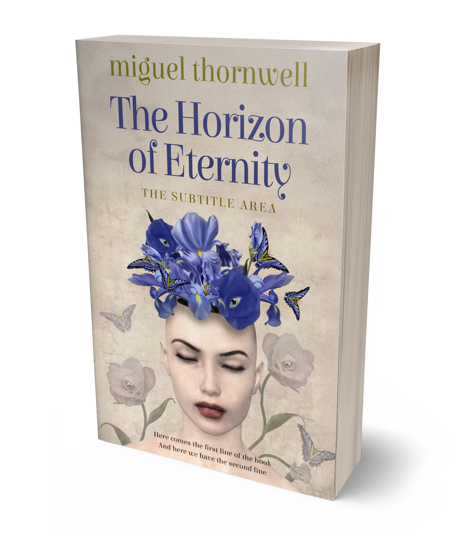 3D view of Premade Literary Fiction Book Cover - Soft Amber