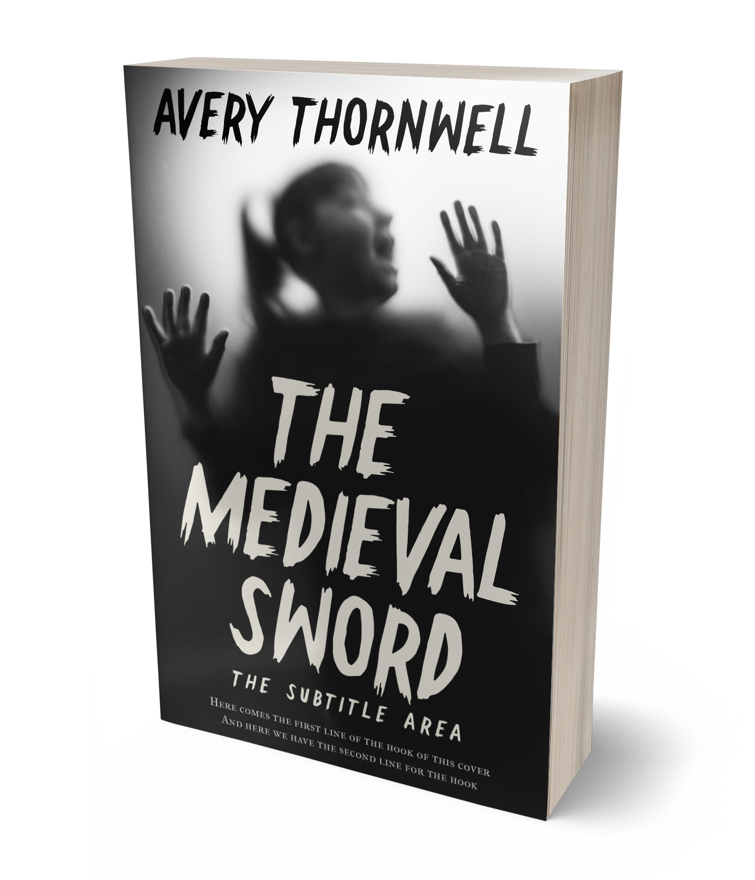 3D view of Premade  Book Cover - Quill Gray #17845 | BookCoverZone*