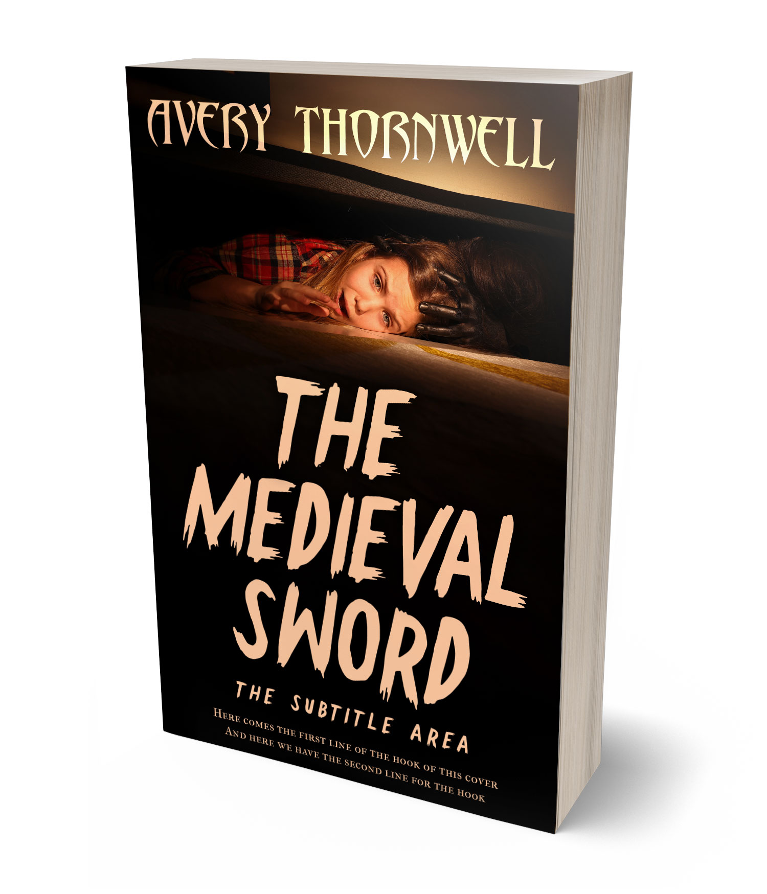 3D view of Premade Mystery & Thriller & Suspense Book Cover - Gold Sand #17847 | BookCoverZone*