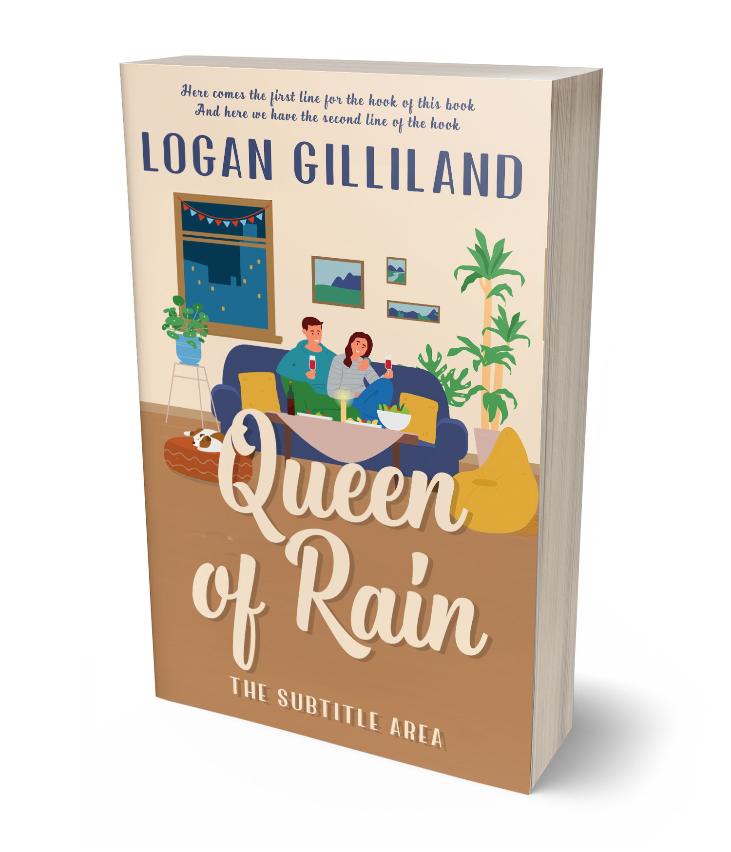 3D view of Premade Romance Book Cover - Almond #17864 | BookCoverZone*