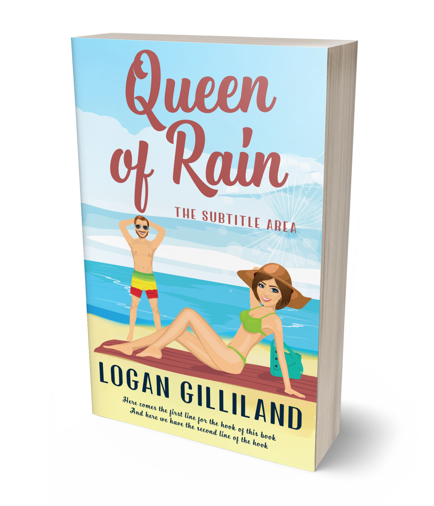 3D view of Premade Romance Book Cover - Surf Crest #17867 | BookCoverZone*