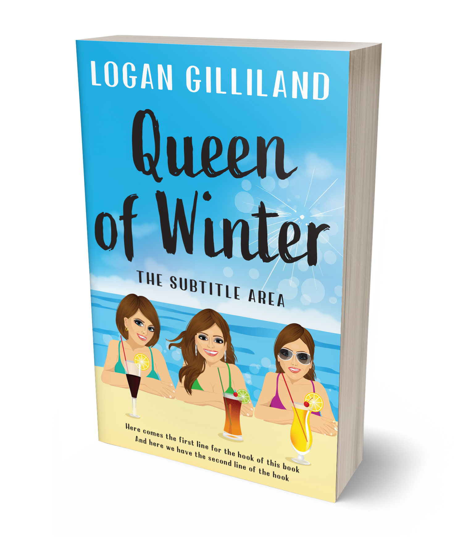 3D view of Premade Travel Book Cover - Double Colonial White #17878 | BookCoverZone*