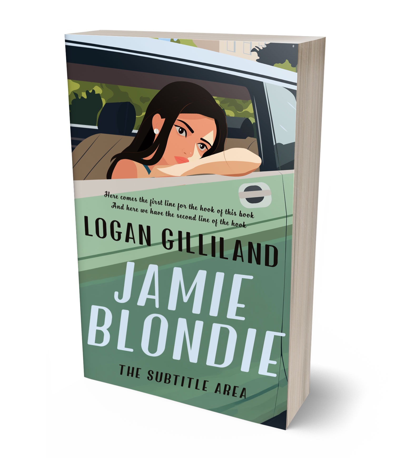 3D view of Premade Mystery & Thriller & Suspense Book Cover - Viridian Green