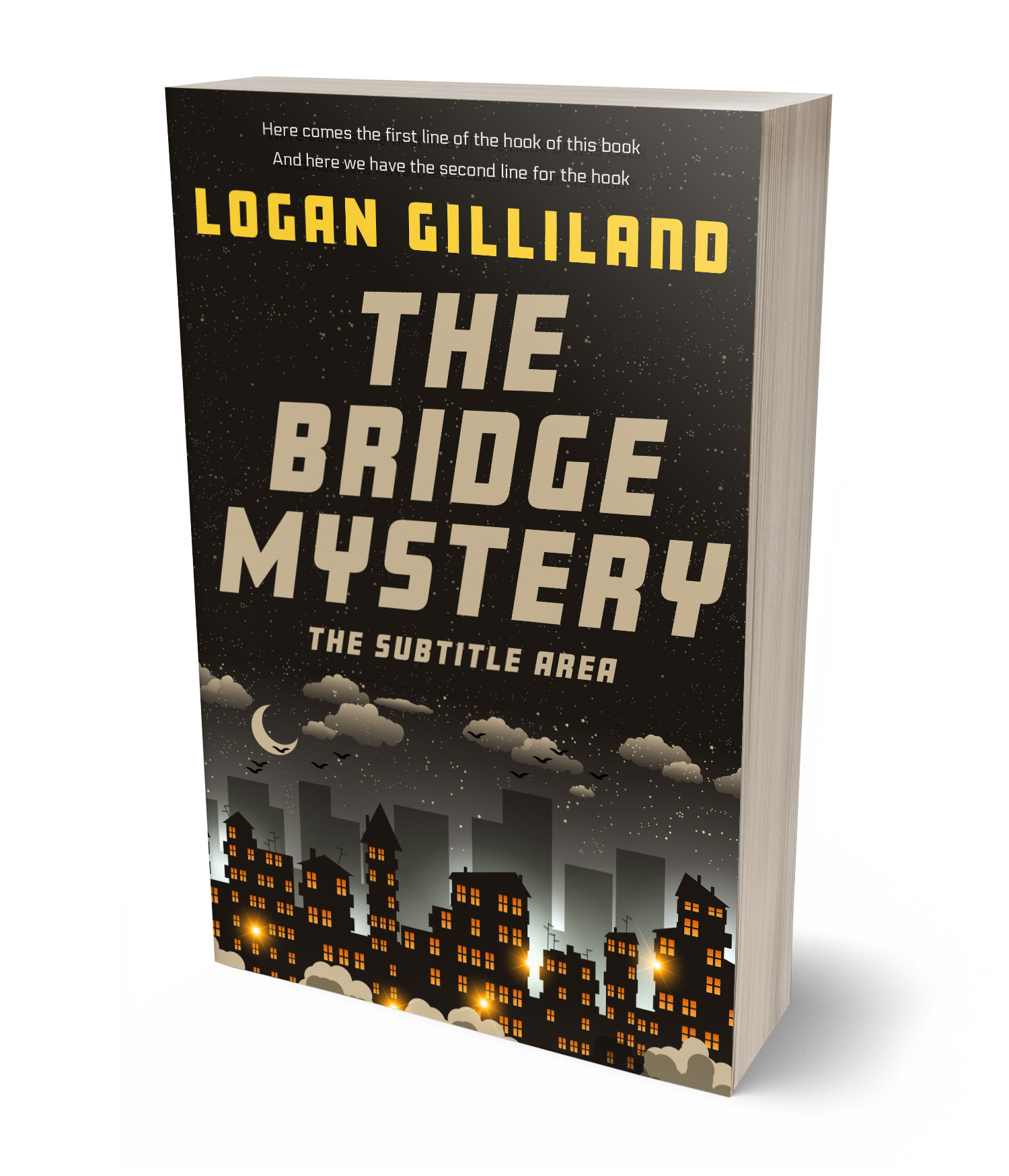 3D view of Premade Mystery & Thriller & Suspense Book Cover - Tan #17923 | BookCoverZone*