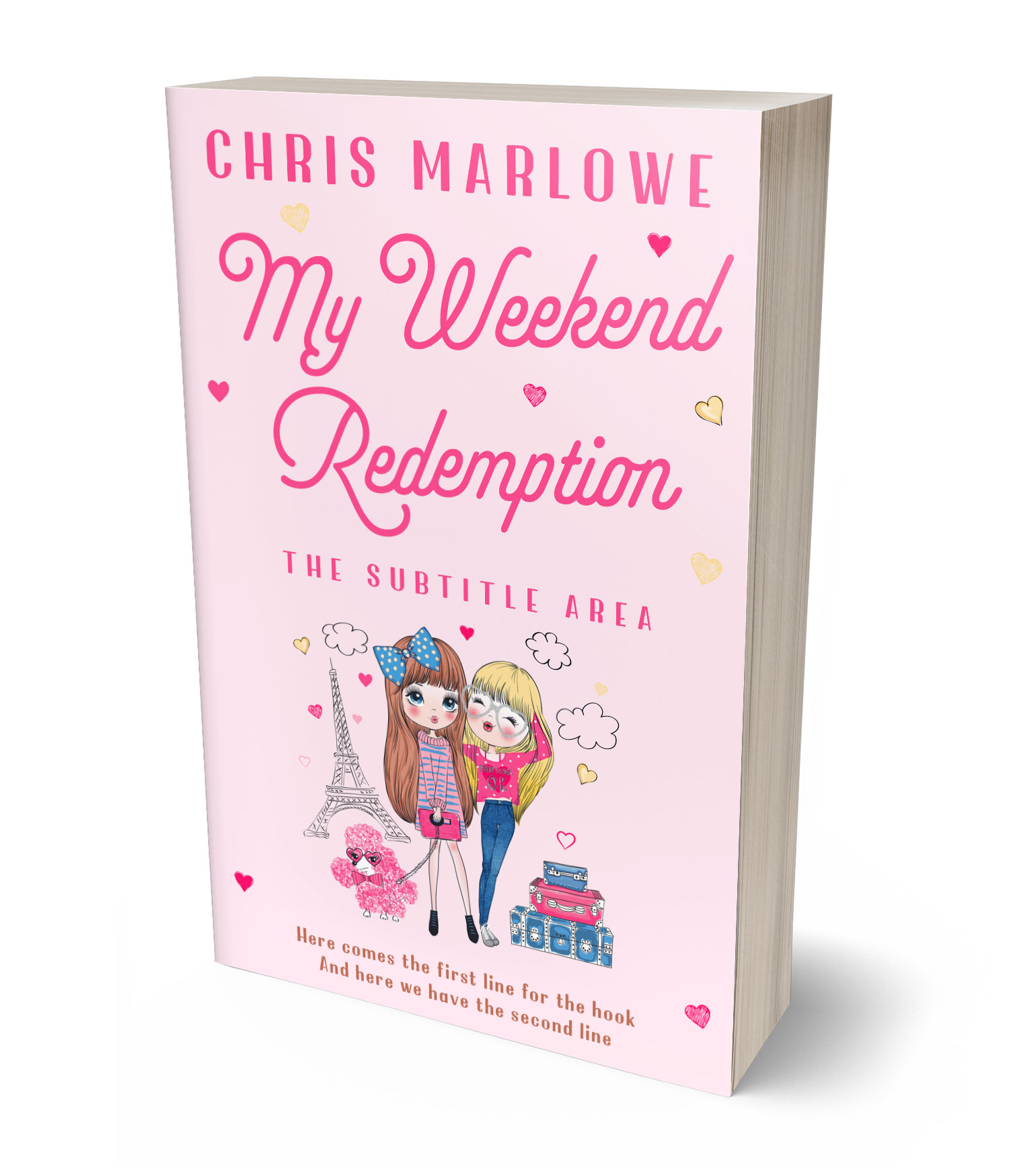 3D view of Premade Chick Lit Book Cover - Carousel Pink #18094 | BookCoverZone