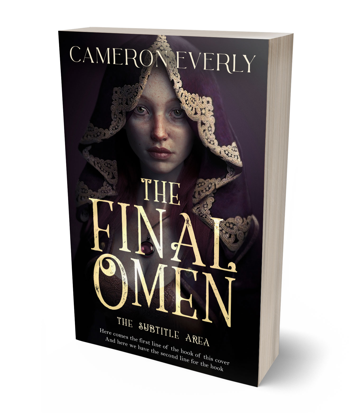 3D view of Premade Fantasy Book Cover - Cocoa Brown #18284 | BookCoverZone*