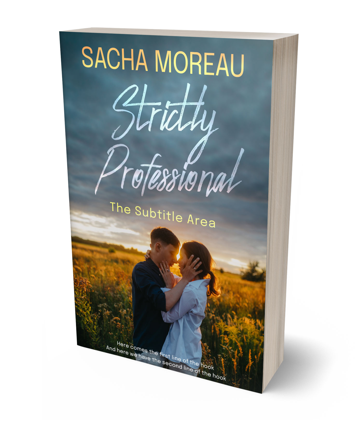 3D view of Premade Romance Book Cover - Shuttle Gray #18348 | BookCoverZone