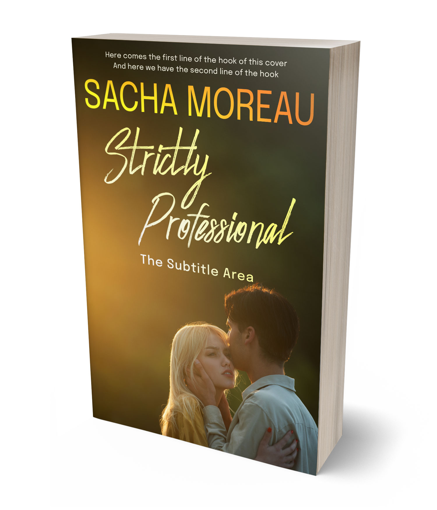 3D view of Premade Romance Book Cover - Thatch Green #18361 | BookCoverZone