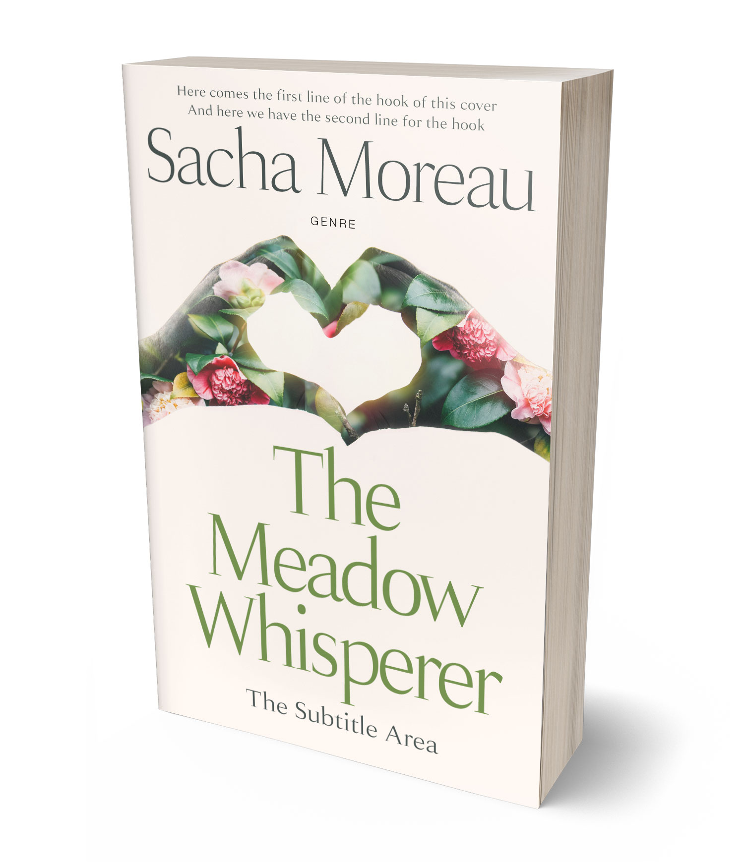 3D view of Premade  Book Cover - Ecru White #18412 | BookCoverZone